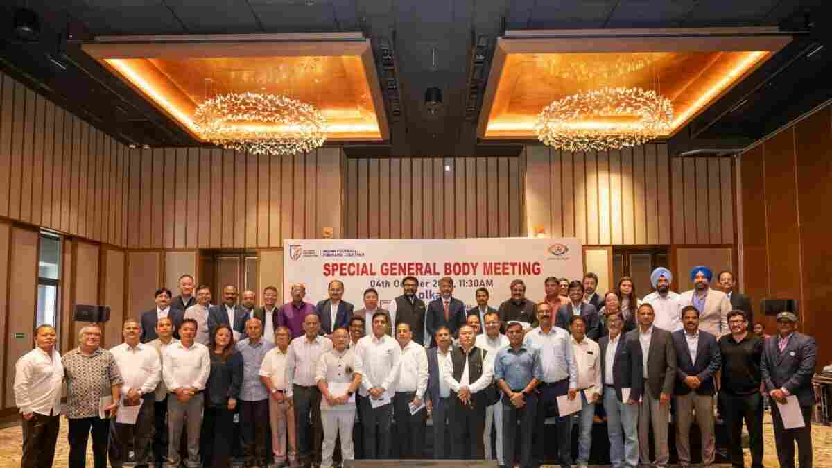 Officials gathered at the AIFF Special General Body Meeting in Kolkata