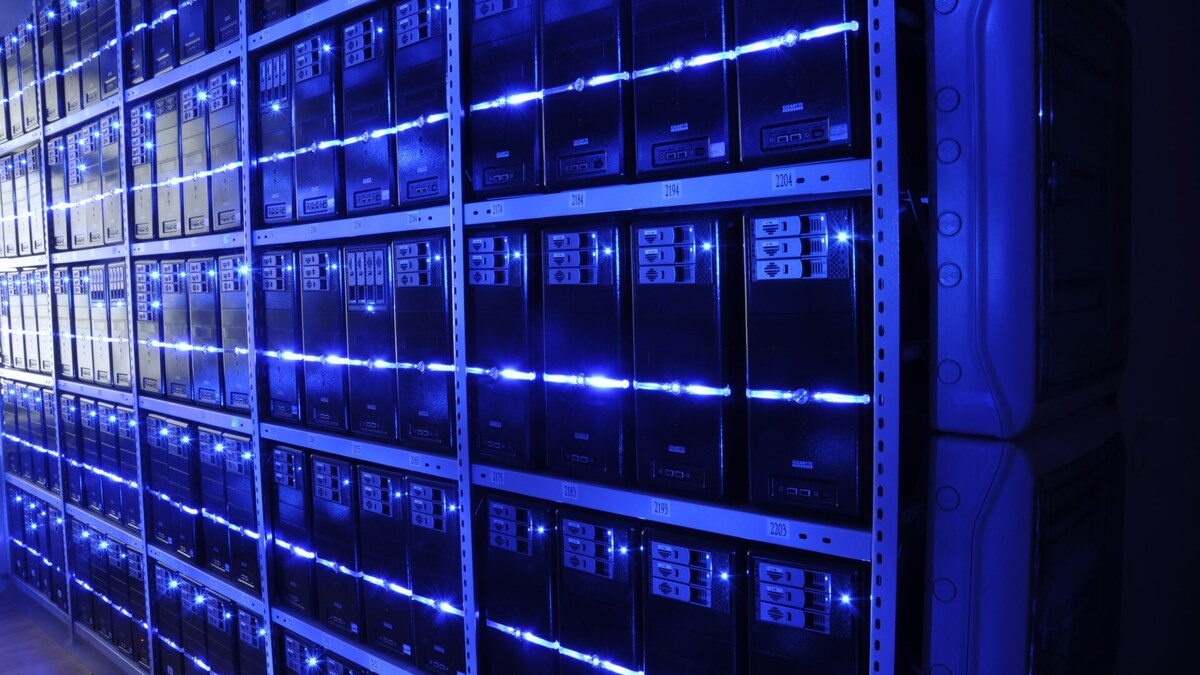Data-centre server racks used for artificial intelligence computing