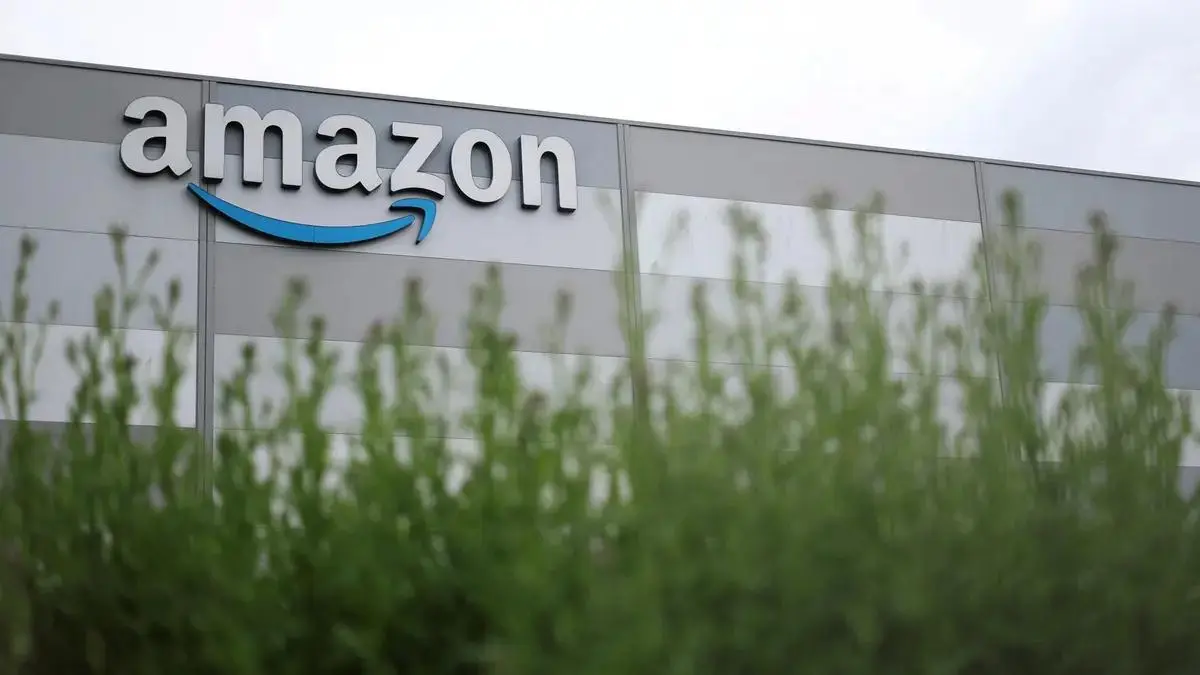 Amazon logo displayed at a company logistics centre in France in May 2026