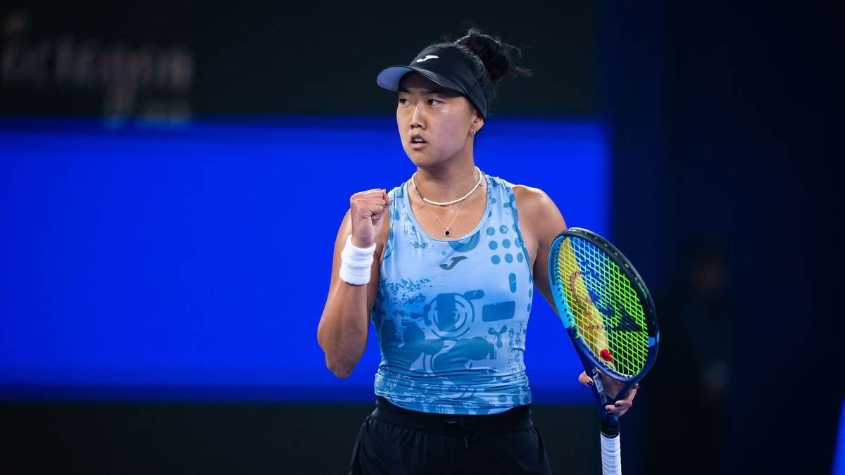 Ann Li striking a forehand during the 2026 Wuhan Open
