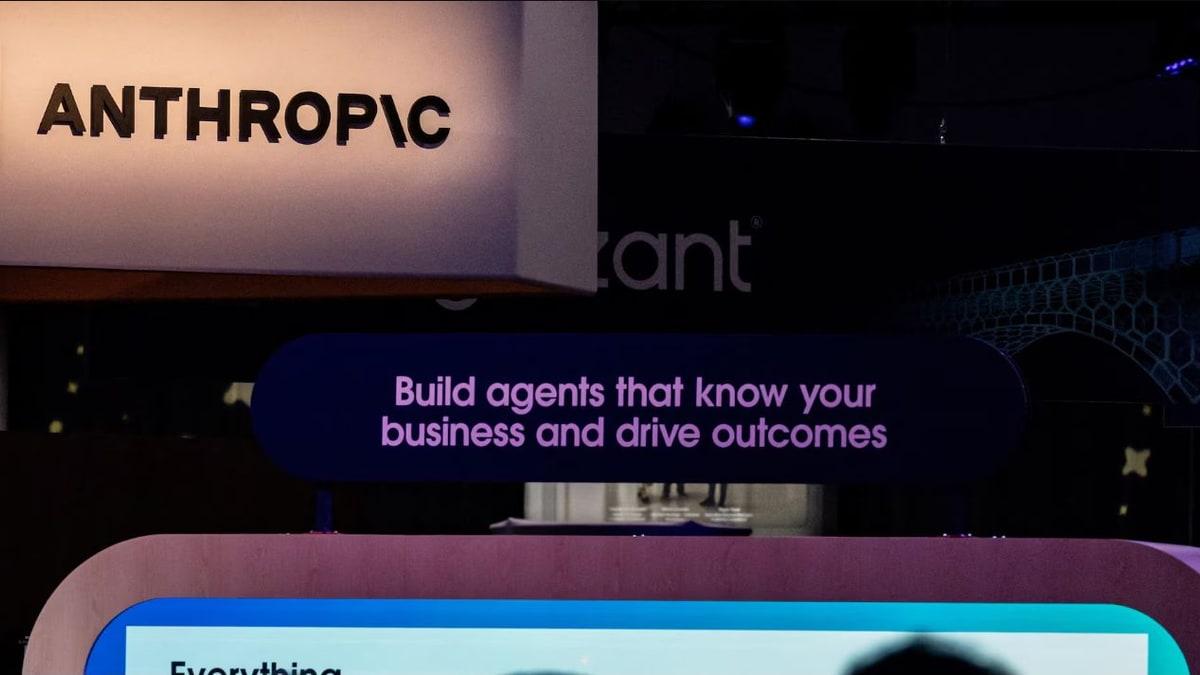Visitors at an Anthropic booth during the Dreamforce 2026 technology summit