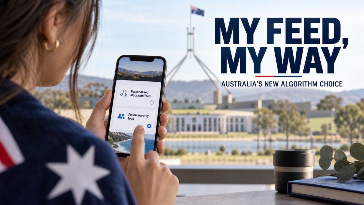 Australian smartphone user choosing between a personalised algorithm feed and a following-only feed