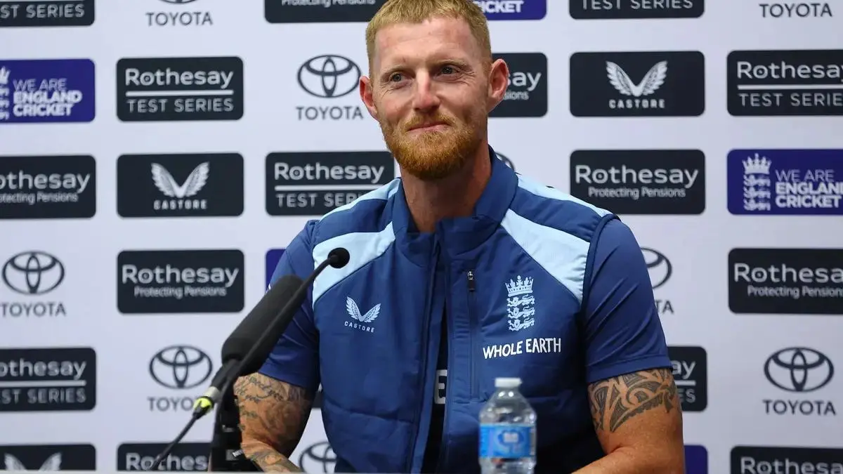 Ben Stokes speaking at a press conference after an England Test match