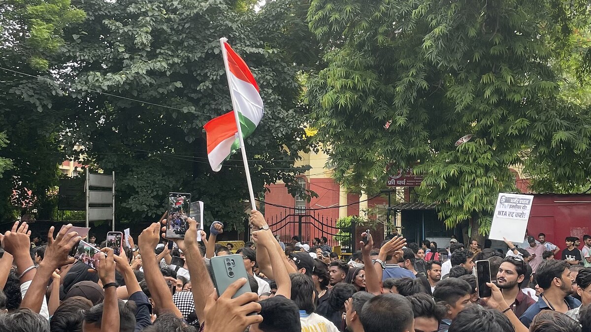 Demonstrators gathered near Jantar Mantar in New Delhi