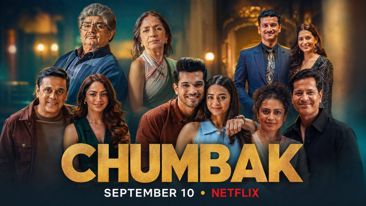The ensemble cast of Netflix comedy series Chumbak in a colourful neighbourhood