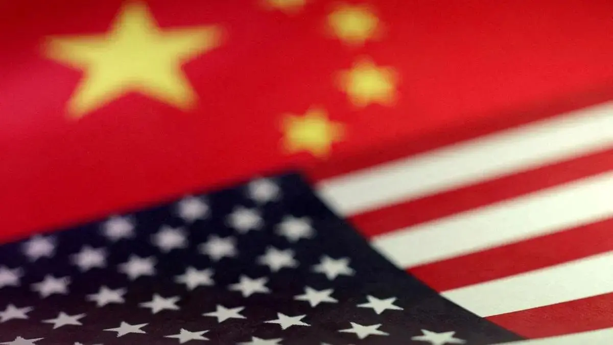 United States and Chinese flags shown together in an illustration