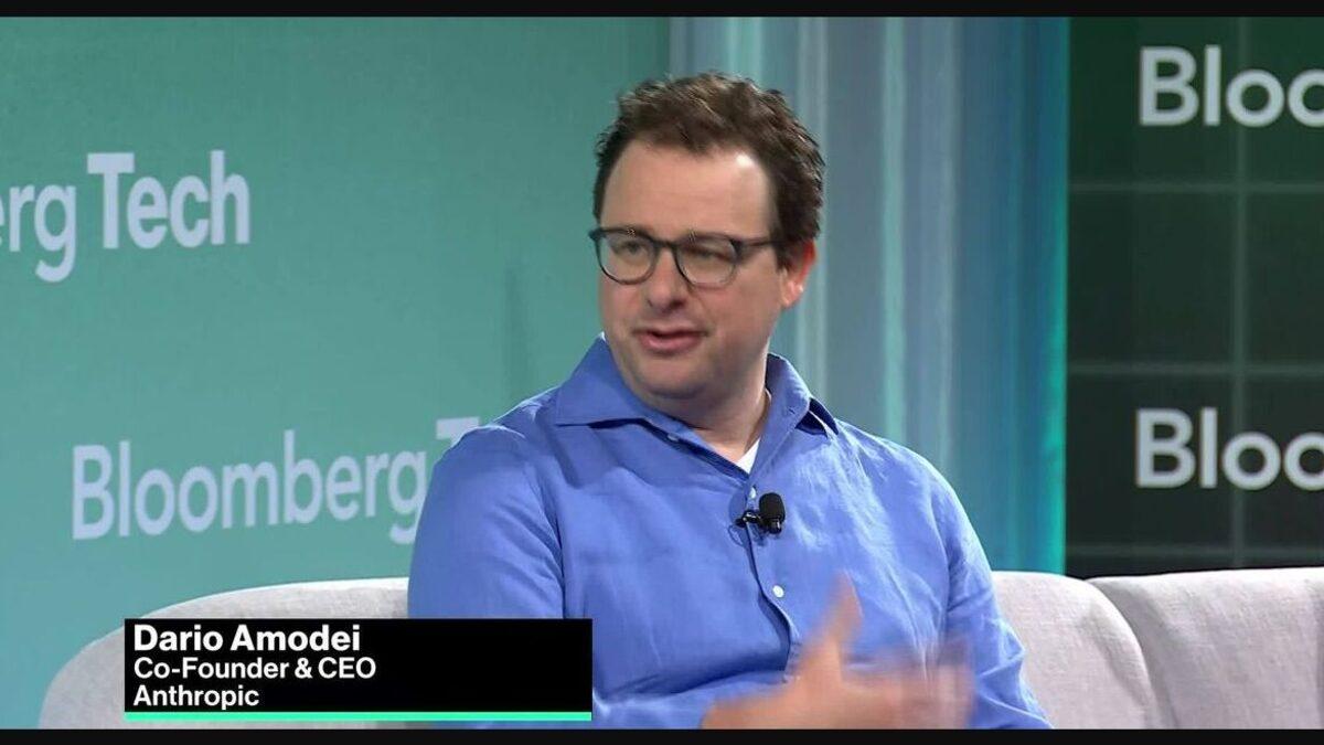Anthropic co-founder and CEO Dario Amodei speaking at a technology conference