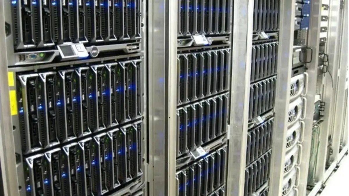 Rows of Dell servers inside a modern data centre