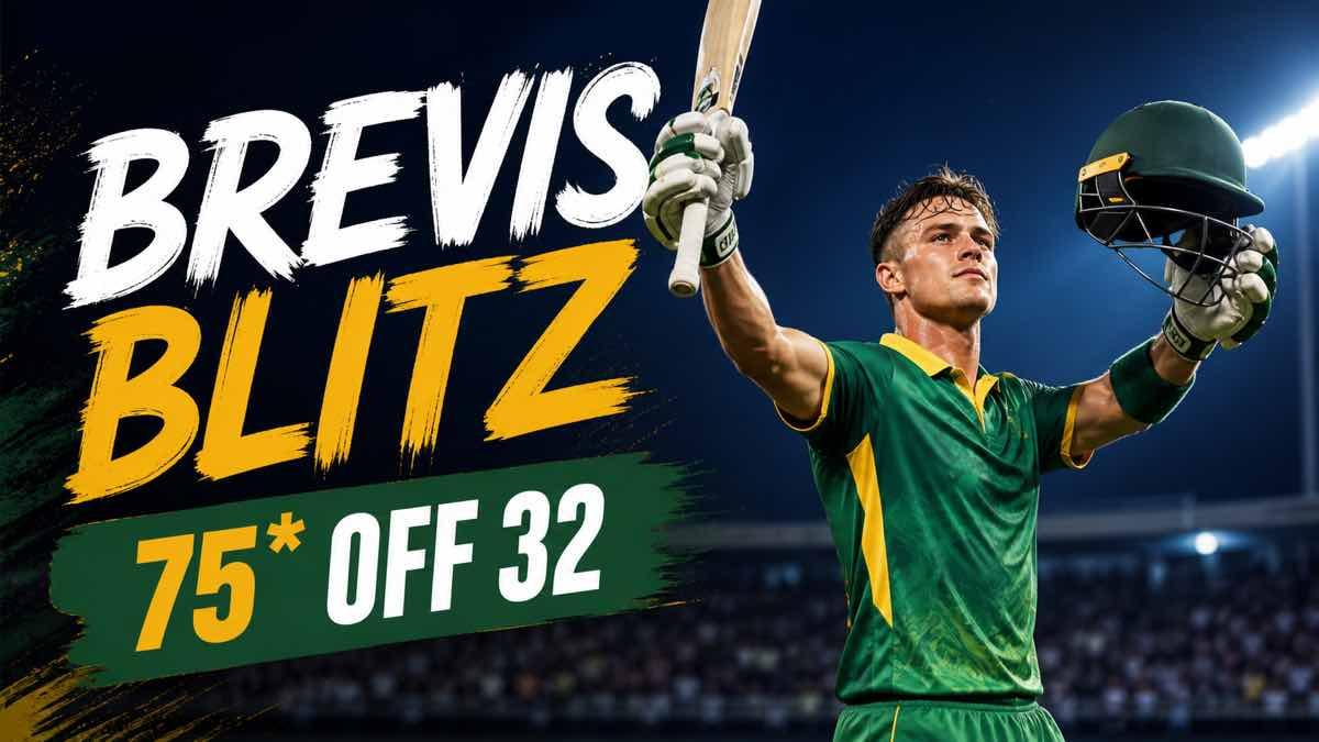 South African batter celebrates a fast T20 half-century under stadium lights
