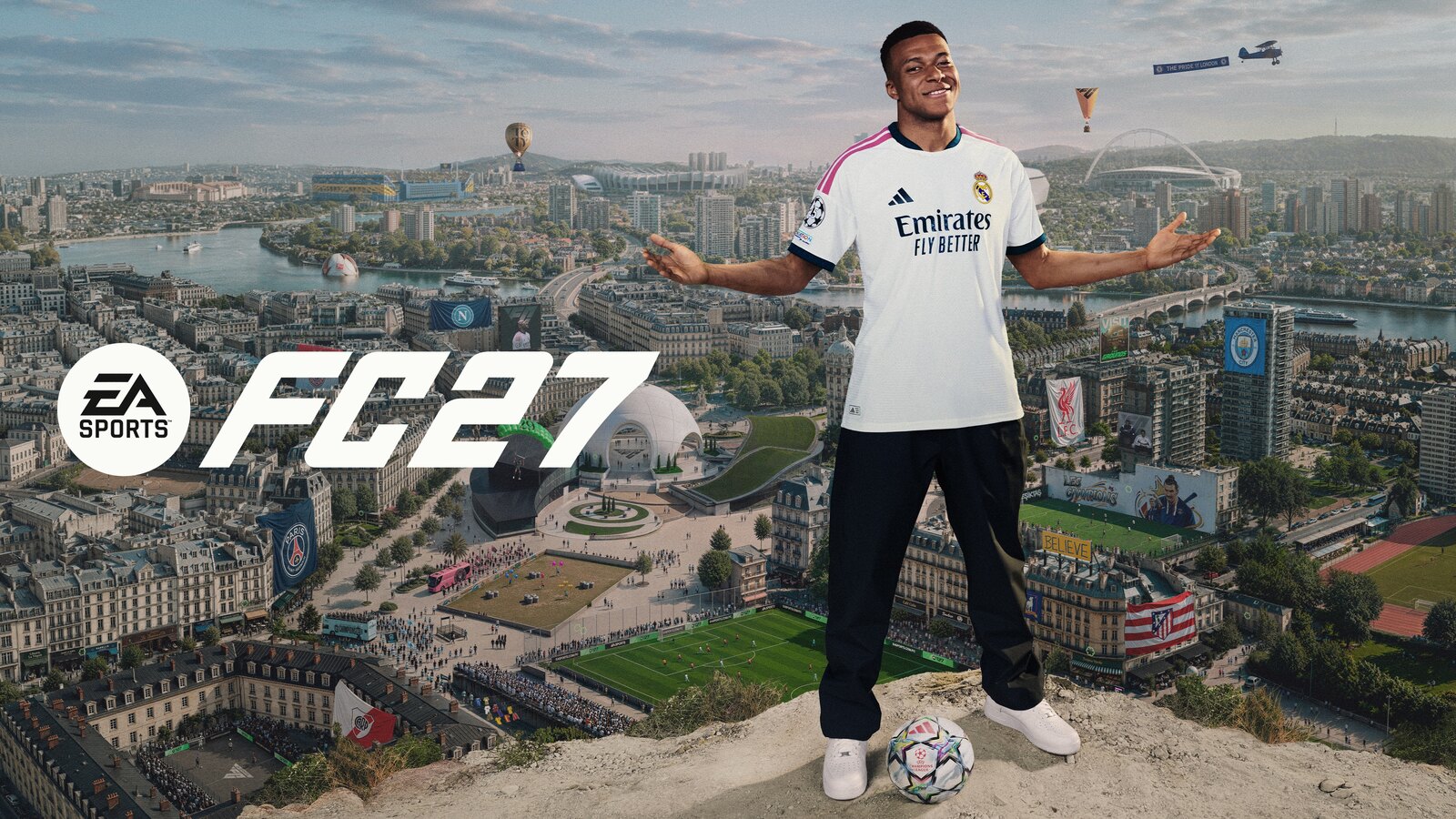 Official EA Sports FC 27 key art featuring the game's cover footballers