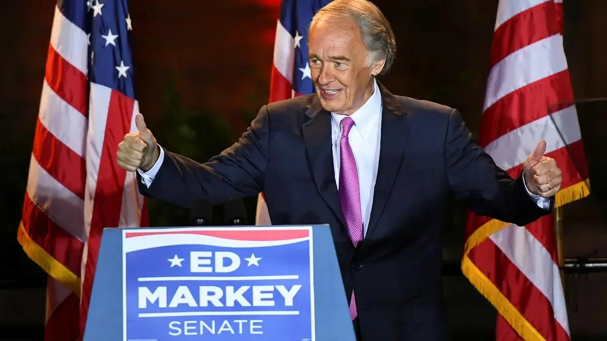 US Senator Ed Markey celebrating at a campaign event