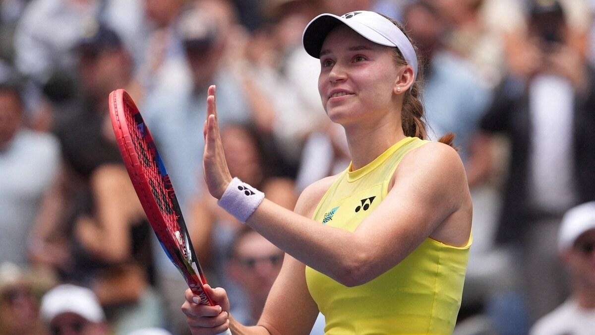 Elena Rybakina celebrates during her 2026 US Open quarterfinal