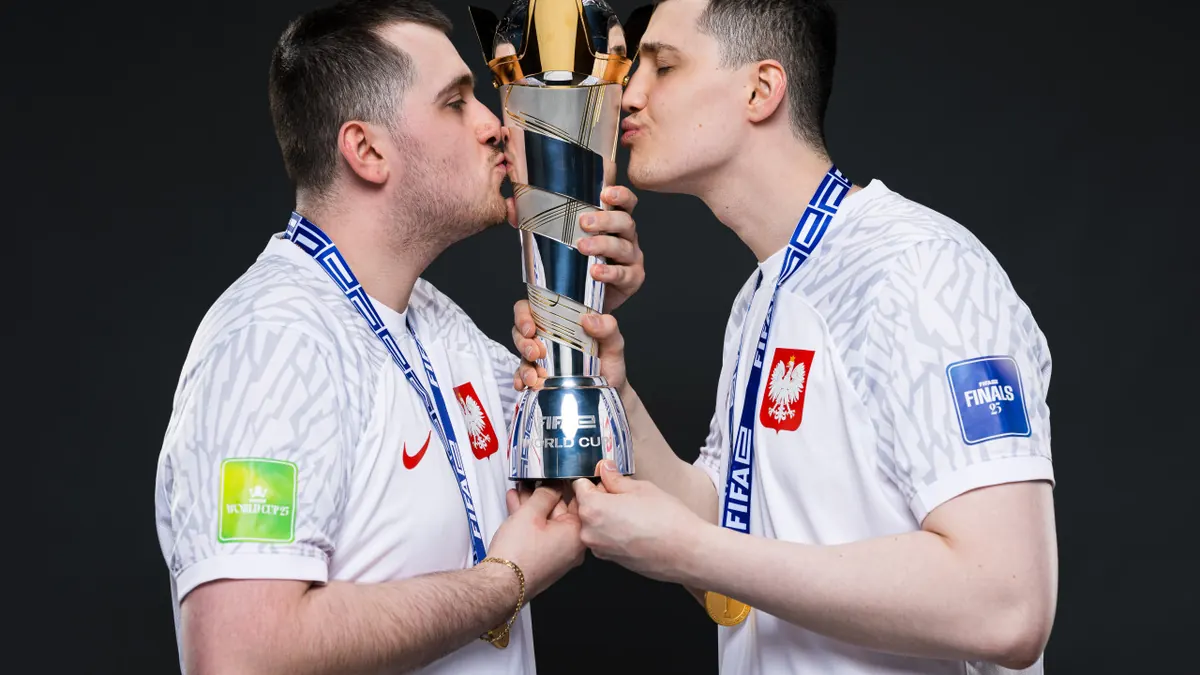 Poland's players celebrate the 2025 FIFAe eFootball title in an archival photograph