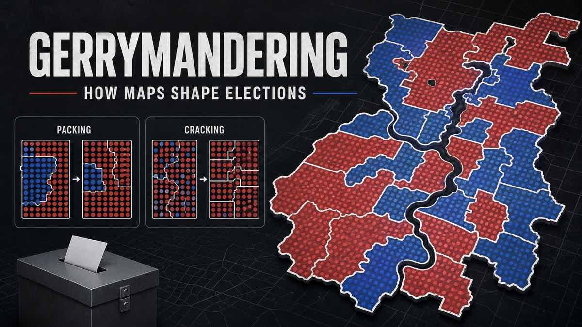 Electoral district map divided into contrasting voting blocs