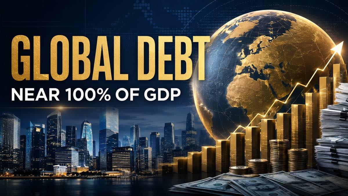 Global financial district illustrating rising government debt and economic pressure