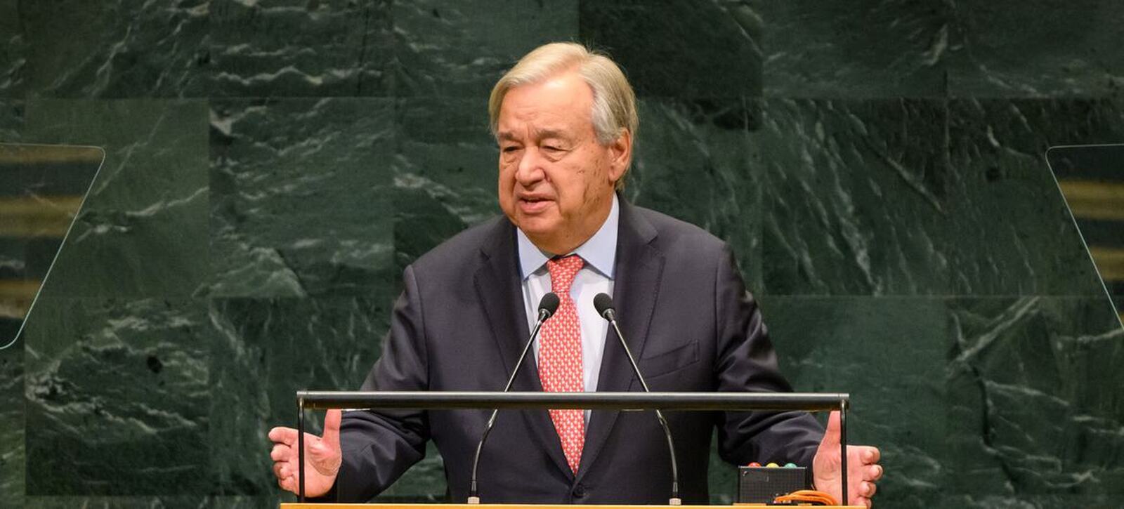 UN Secretary-General António Guterres delivering his final General Assembly opening address at United Nations headquarters