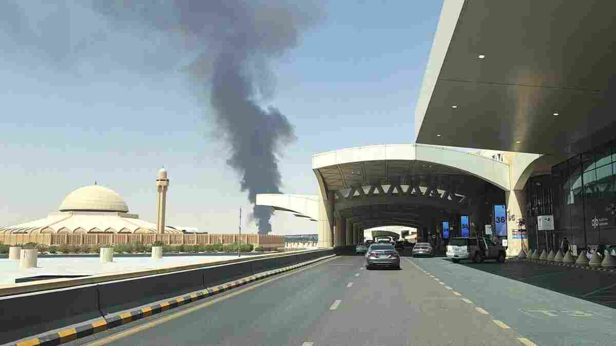 Smoke reported near Riyadh airport during a regional security incident
