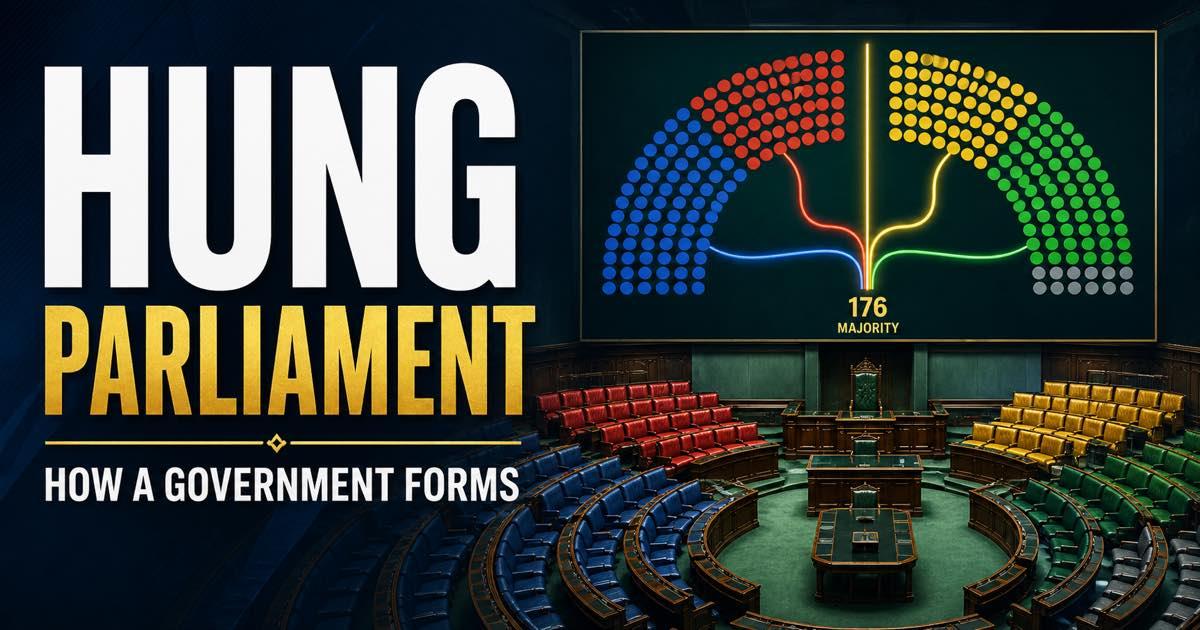 A divided parliamentary chamber forming a coalition majority