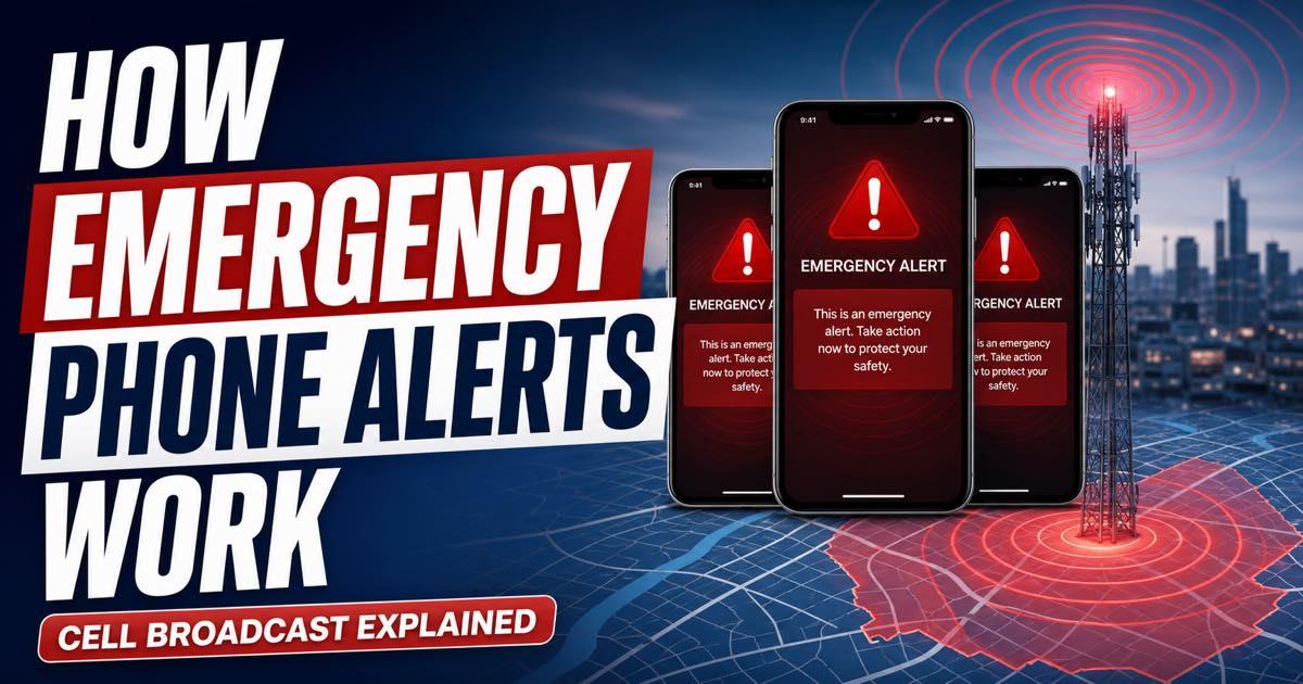 Smartphones receiving a public emergency warning through a mobile network tower