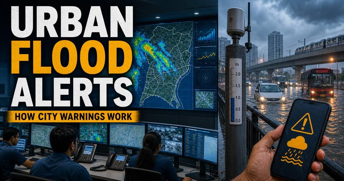An Indian city flood-alert dashboard combining rain radar and street sensors