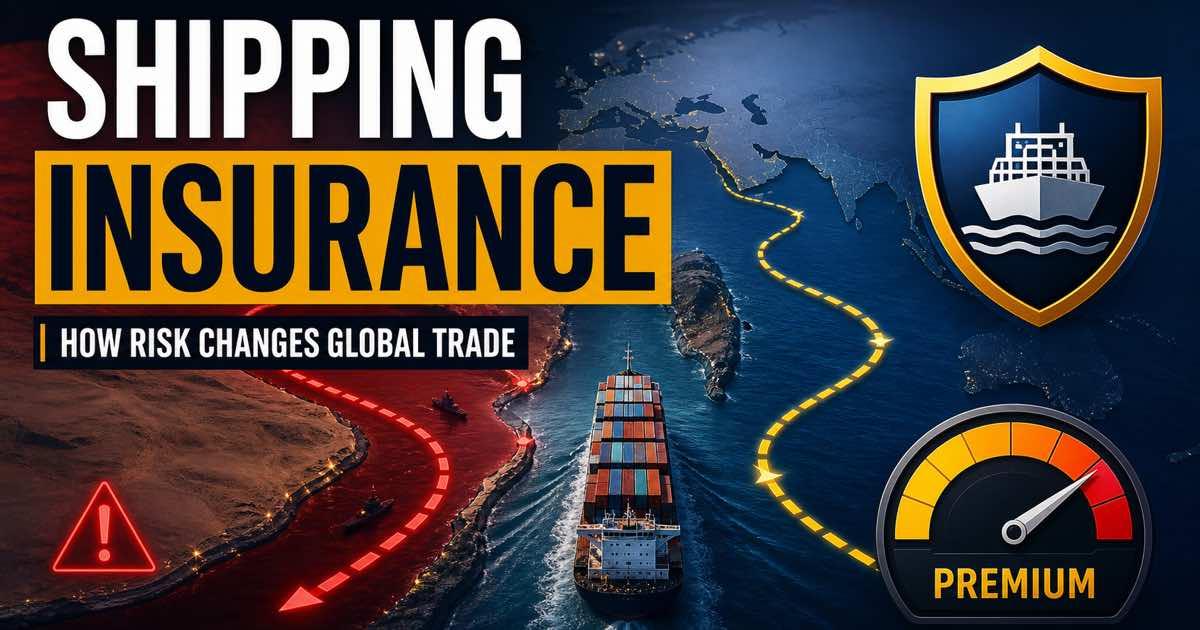 A cargo ship route map with insurance risk and premium indicators