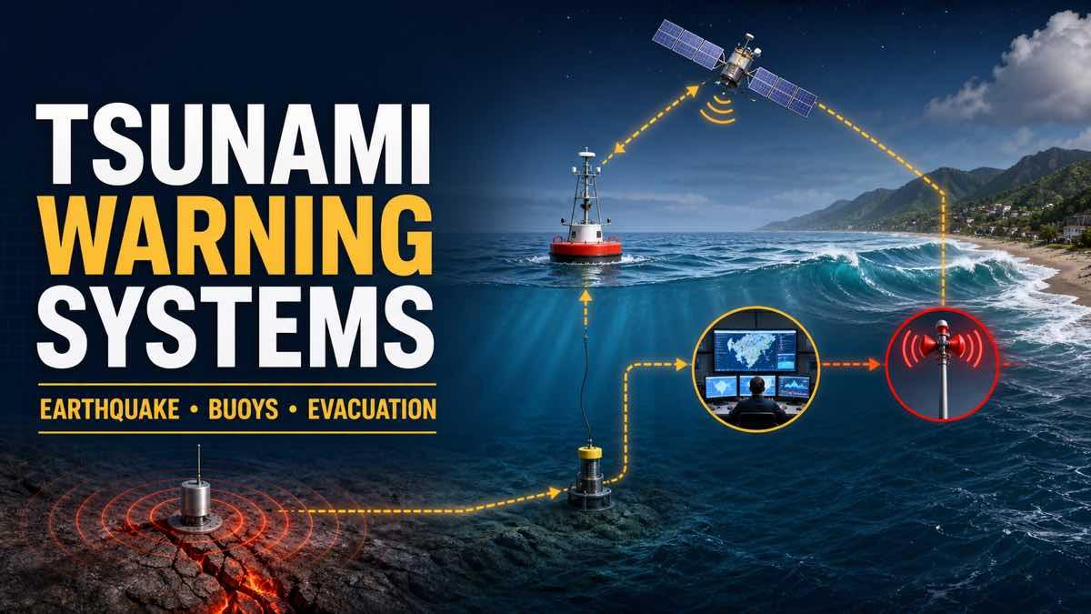 A tsunami warning network linking an earthquake ocean buoy and coastal siren
