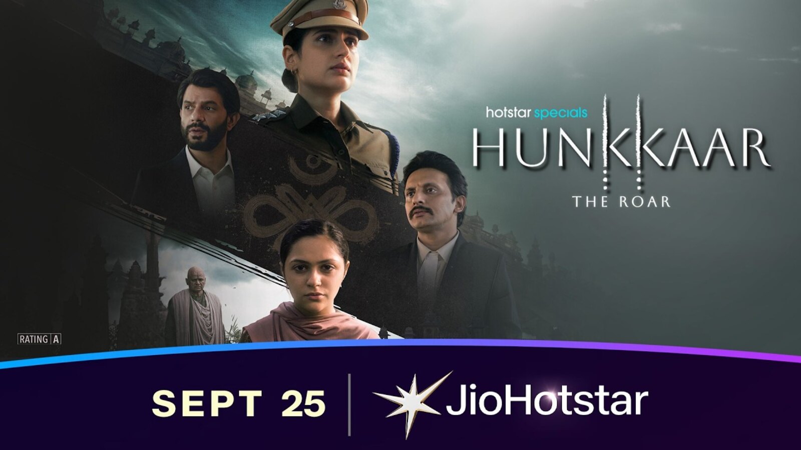 Lead characters in JioHotstar's official Hunkkaar The Roar promotional image
