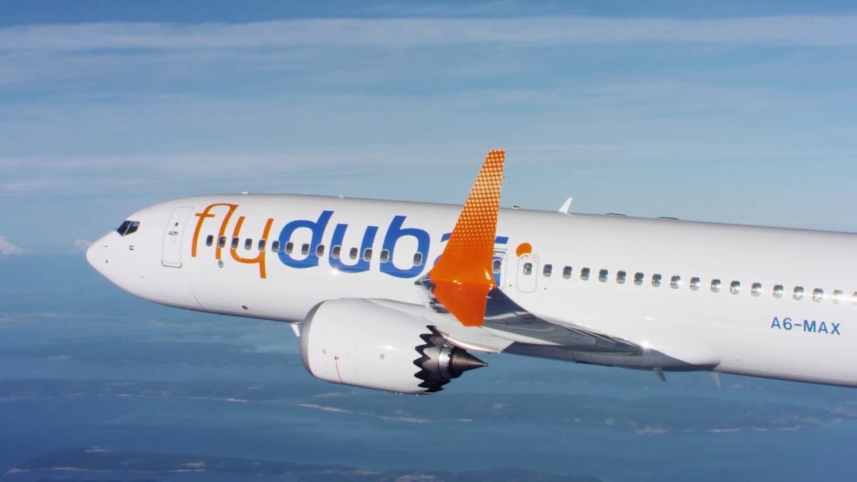 A flydubai Boeing 737 MAX aircraft in flight