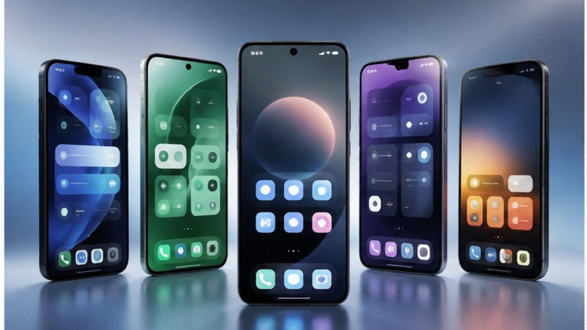 Modern smartphones displaying a new mobile operating system