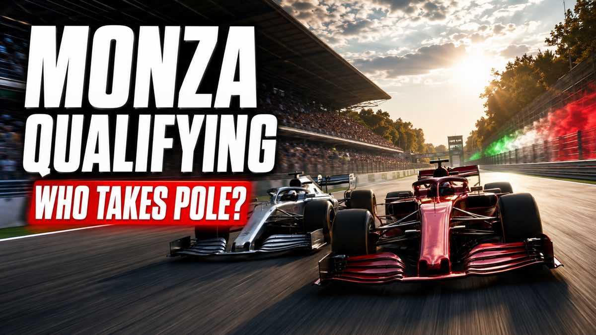 Formula racing cars on the Monza circuit before Italian Grand Prix qualifying