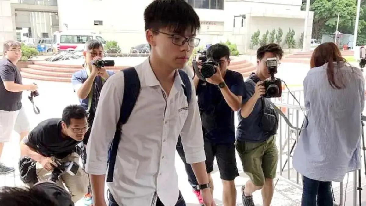 Hong Kong activist Joshua Wong arriving at a courthouse