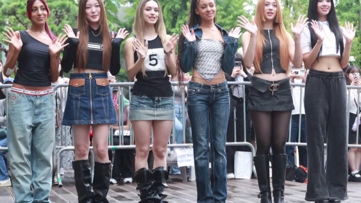 The six members of global pop group Katseye pose together