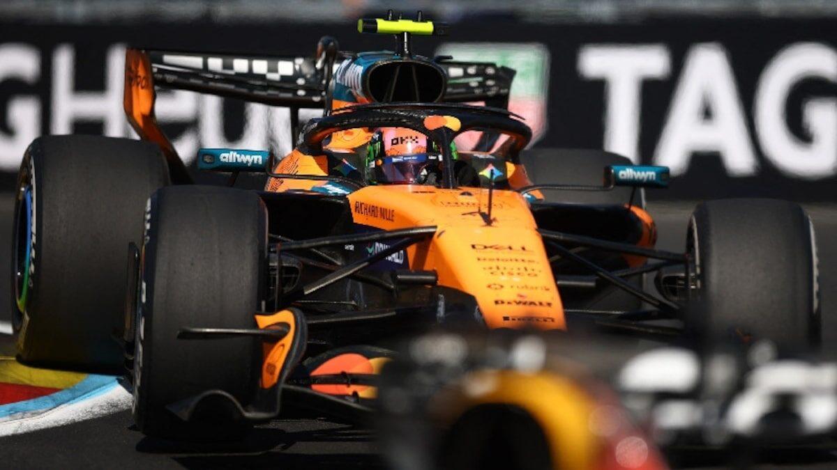 Lando Norris driving the McLaren Formula 1 car at the Spanish Grand Prix