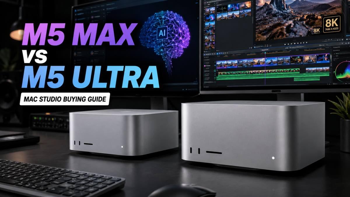 Compact silver desktop computer in a professional creative workspace