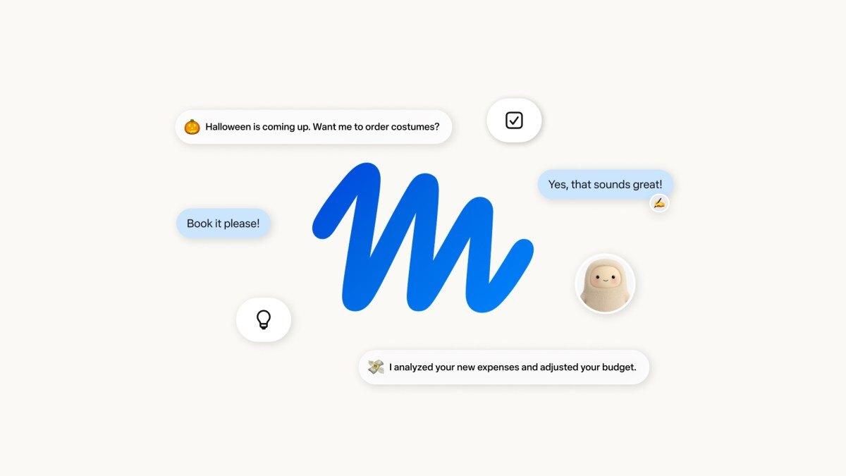 Official Meta Muse launch artwork showing the Muse logo and examples of proactive messages and completed tasks