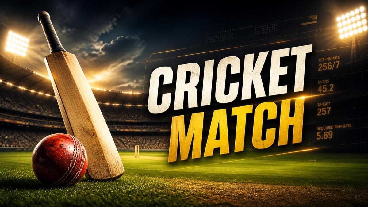 Cricket ball and bat on a professional cricket field