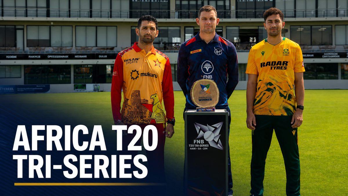 Three cricket teams preparing for a T20 tri-series under Windhoek lights