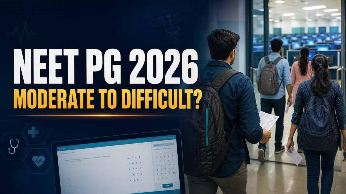 Medical graduates leaving a NEET PG 2026 examination centre after completing the computer-based test