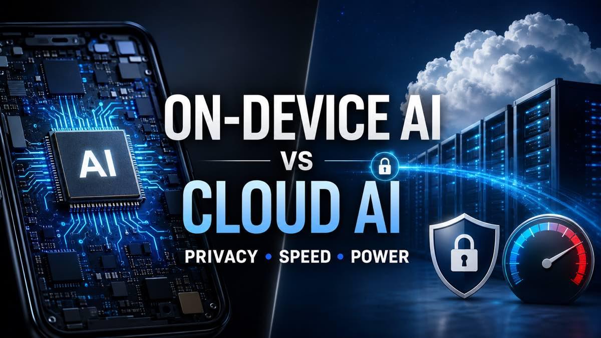 Smartphone AI chip connected securely to a cloud data centre