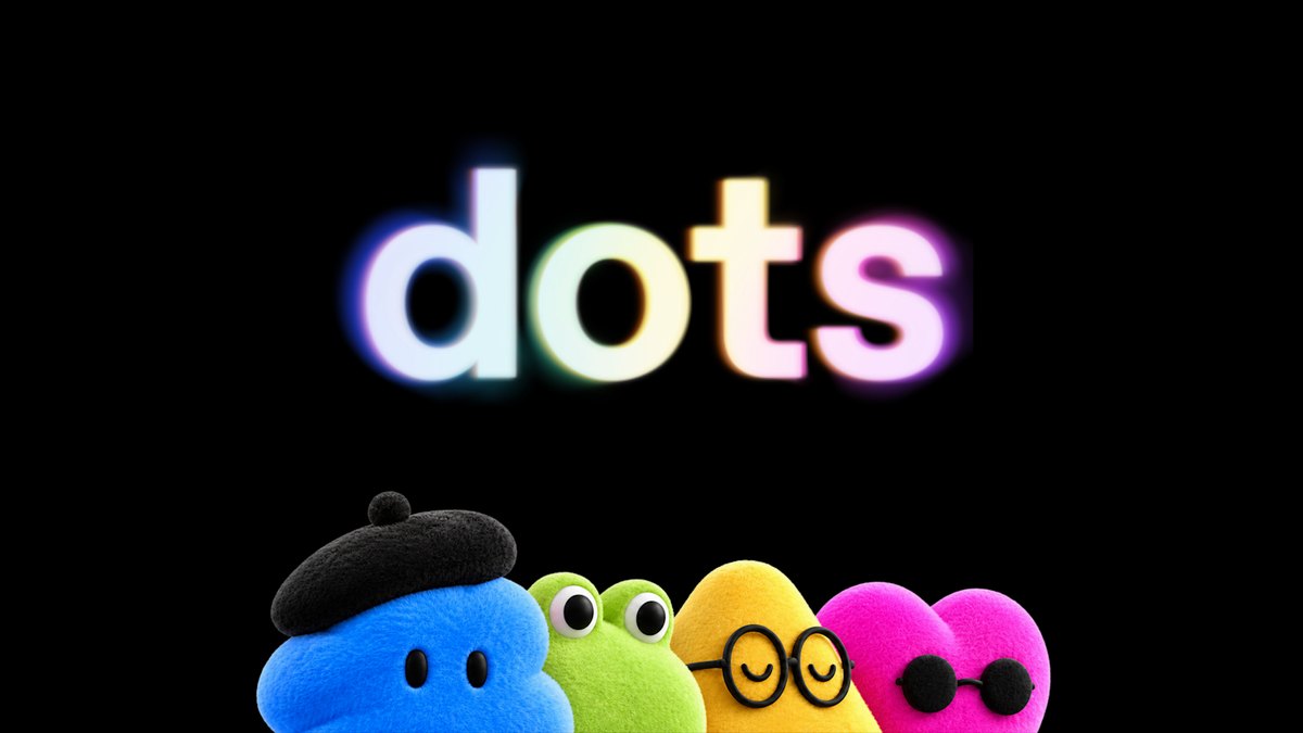 OpenAI's official dots launch artwork with four colorful dot characters