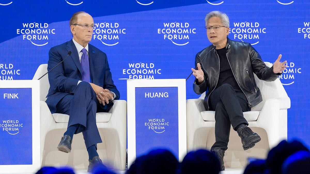 Nvidia chief executive Jensen Huang speaking at the World Economic Forum