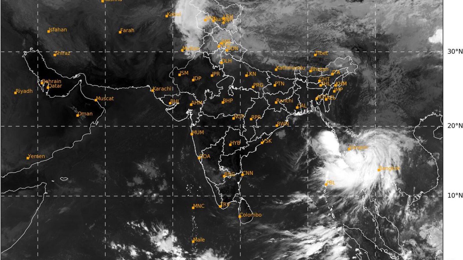 Official IMD INSAT infrared satellite image of cloud cover over India on September 28, 2026