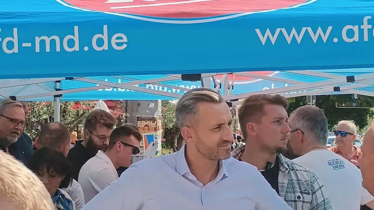 AfD candidate Ulrich Siegmund speaking in Germany
