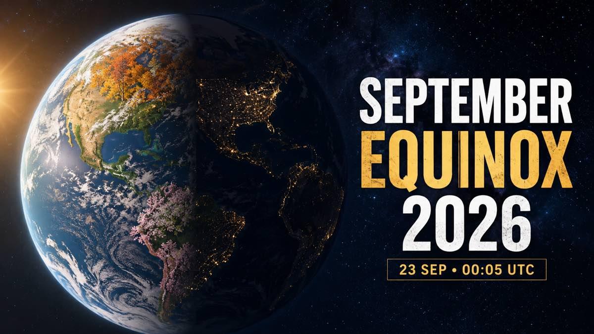 Earth divided between daylight and darkness at the September equinox