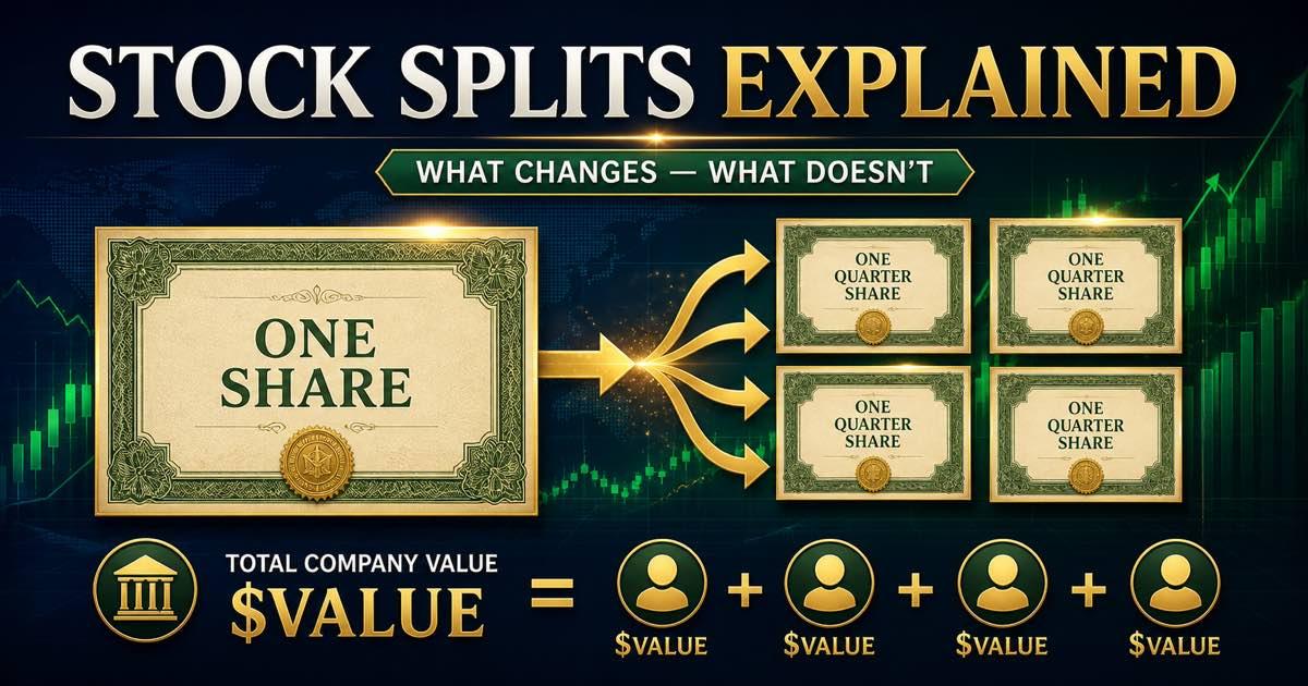 One company share dividing into several shares while total value stays equal