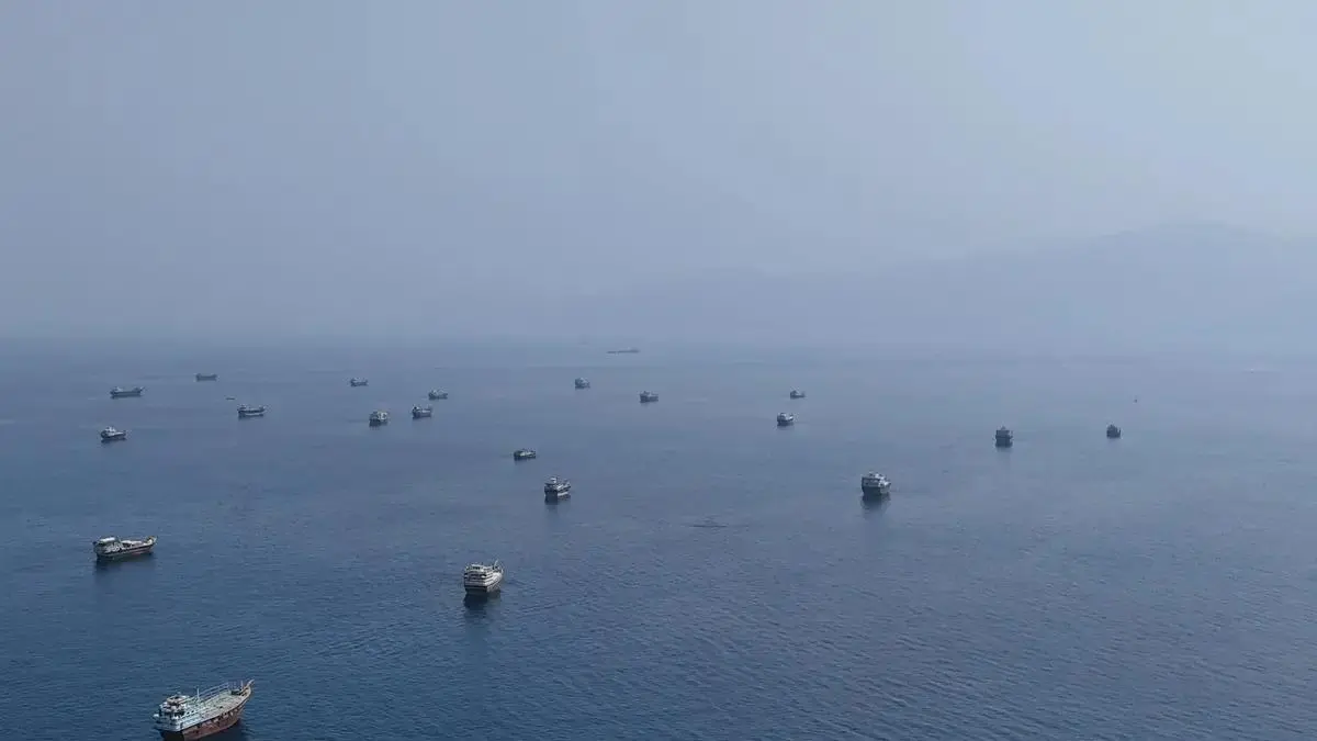 Oil tankers sailing near the Strait of Hormuz off Musandam, Oman