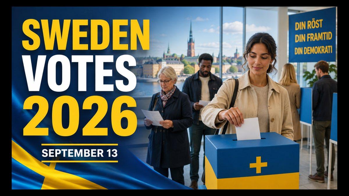 Voters placing ballots into a box at a Swedish polling station