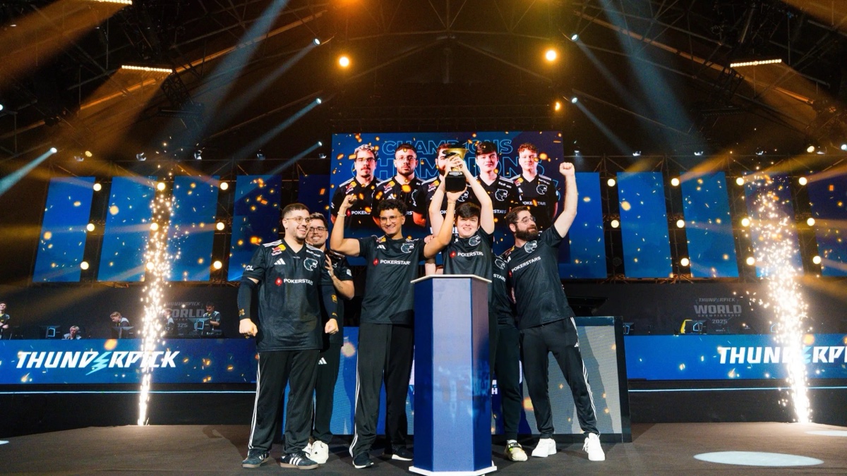 FURIA players celebrating their 2025 Thunderpick World Championship title in Malta