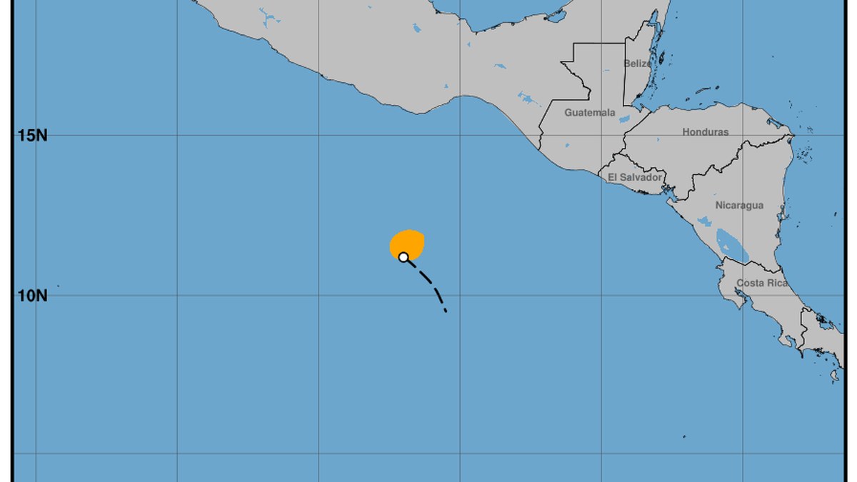 National Hurricane Center wind forecast map for Tropical Storm Trudy south of Mexico