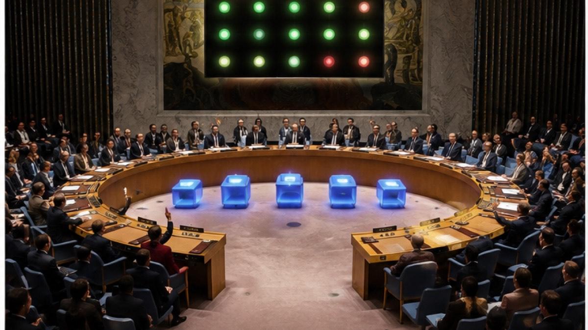 International security council chamber during a formal vote